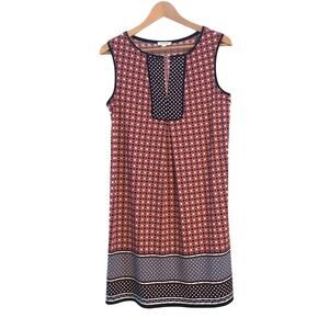 Max Studio Dress Summer Sleeveless Shift, Women's Size S Red Navy Split Neckline